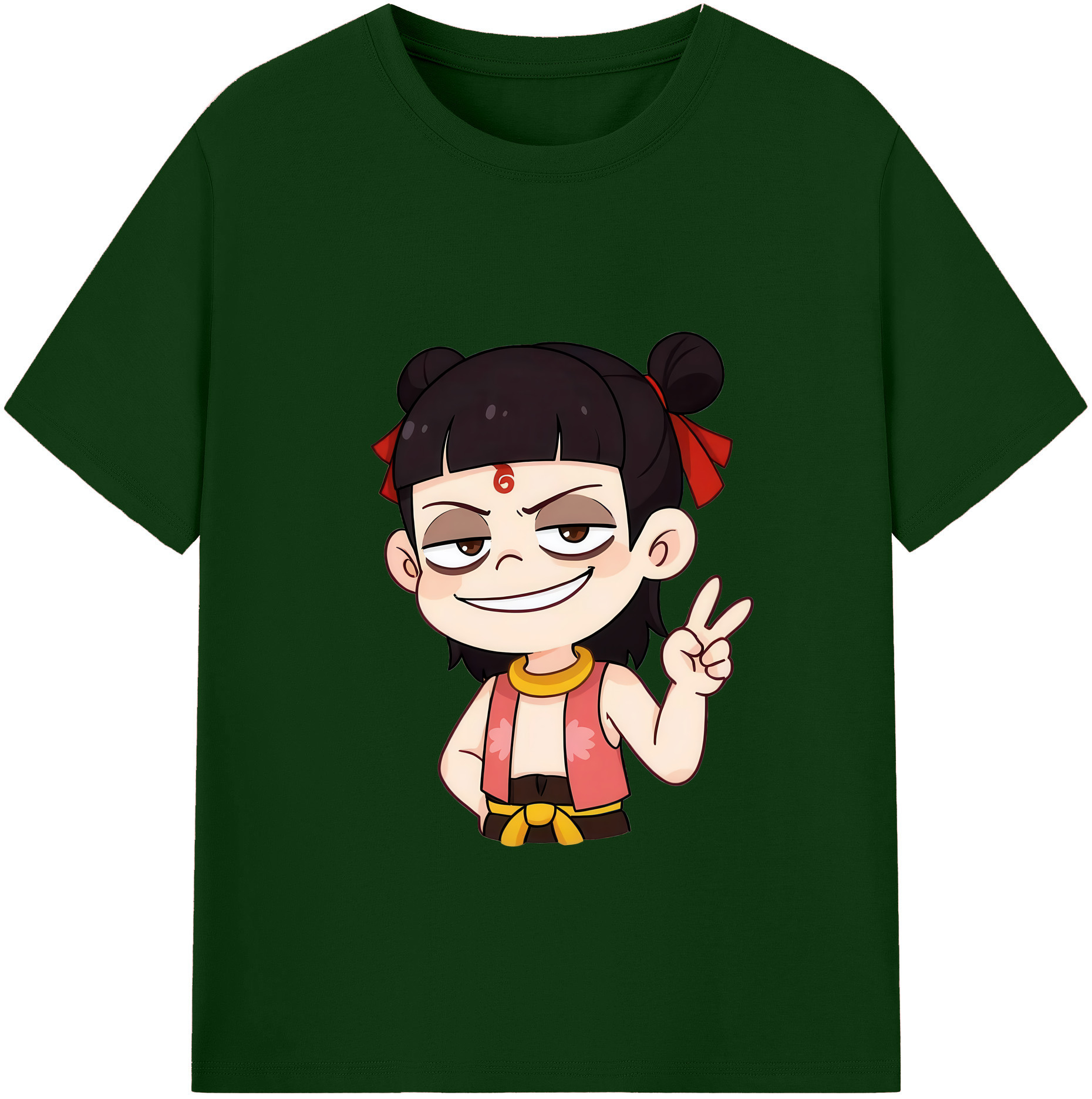 （画像用） Ne Zha 2 ナタ 魔童の大暴れ 綿100％半袖Tシャツ（フロントプリント）